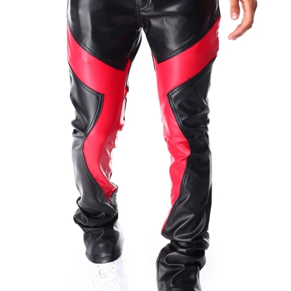 NWT!!! Mens fashion faux leather stacked color block jean; Sz 34W - Picture 7 of 7